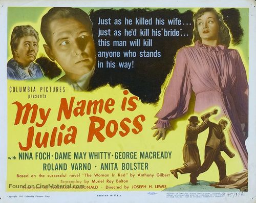 My Name Is Julia Ross - Theatrical movie poster