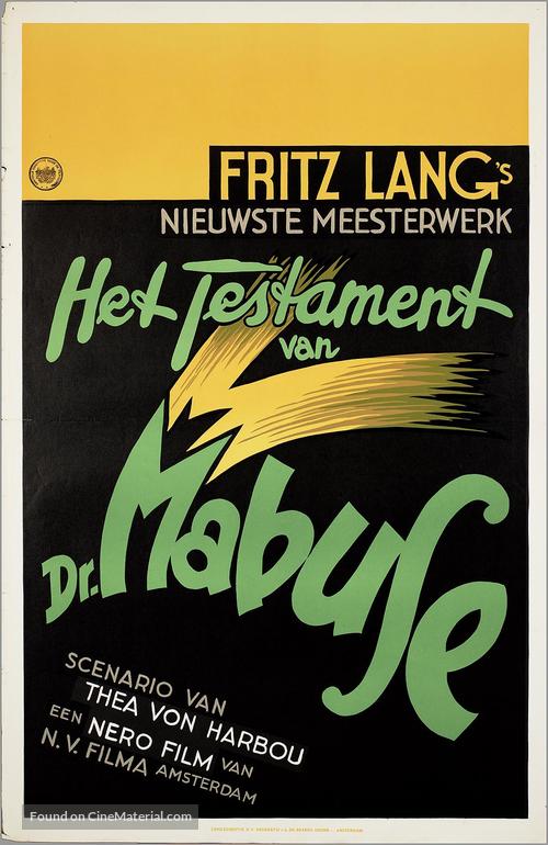 Das Testament des Dr. Mabuse - Dutch Movie Poster