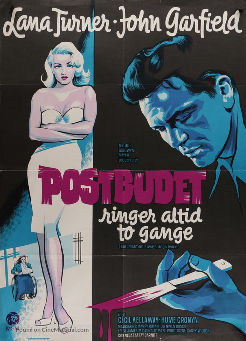 The Postman Always Rings Twice - Danish Movie Poster