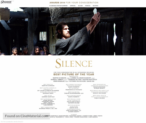 Silence - For your consideration movie poster