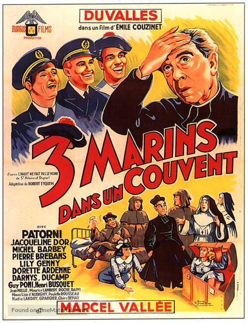 Trois marins dans un couvent - French Movie Poster