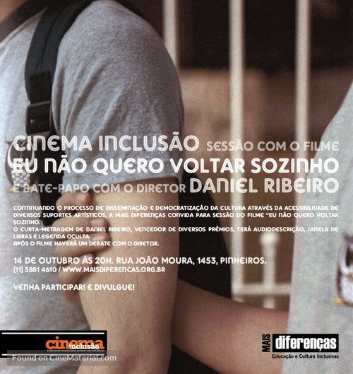 Eu N&atilde;o Quero Voltar Sozinho - Brazilian Movie Poster