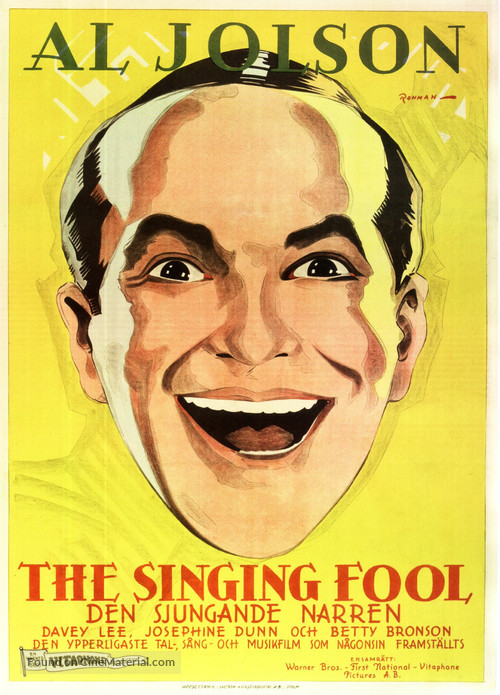 The Singing Fool - Swedish Movie Poster