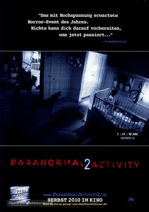 Paranormal Activity 2 - German Movie Poster