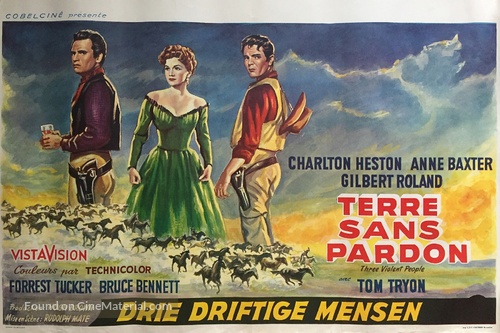 Three Violent People - Belgian Movie Poster