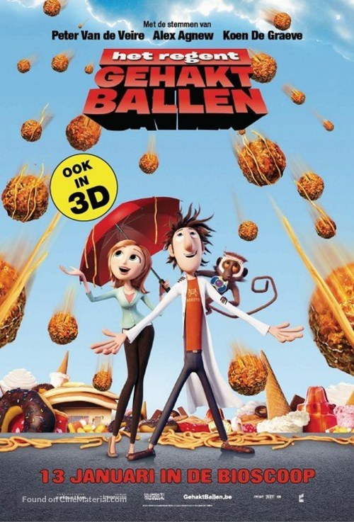 Cloudy with a Chance of Meatballs - Belgian Movie Poster