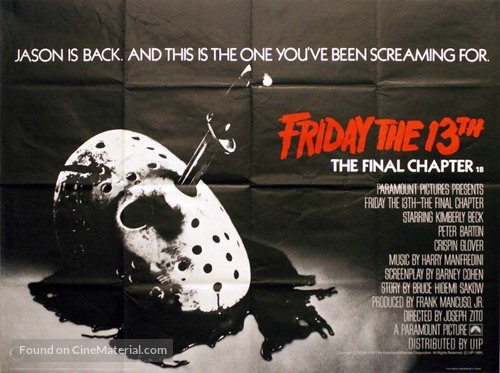 Friday the 13th: The Final Chapter - British Movie Poster