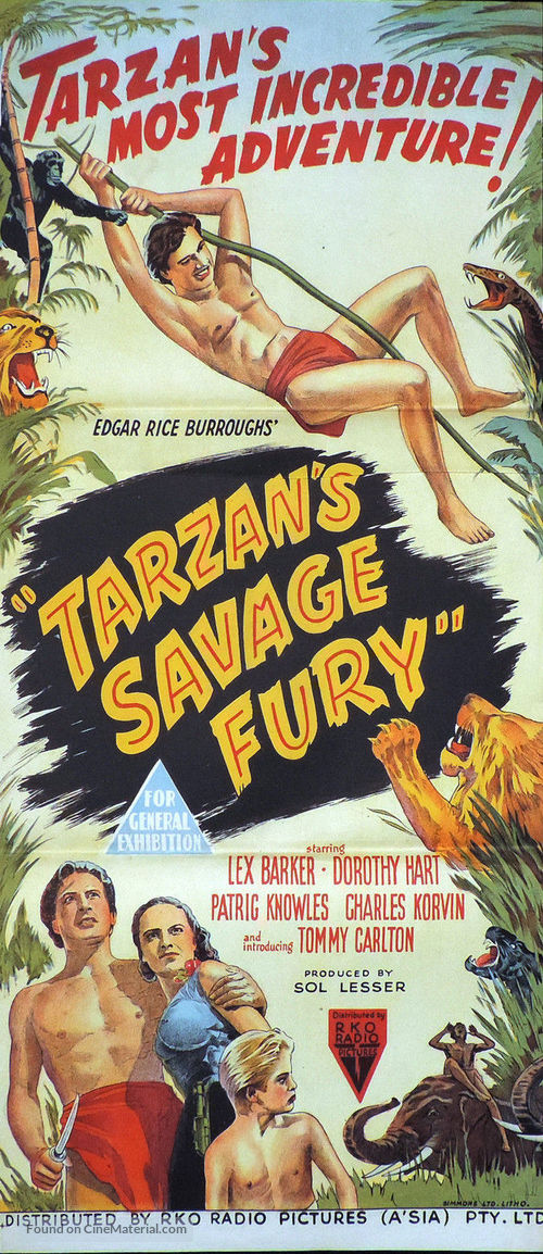 Tarzan&#039;s Savage Fury - Australian Movie Poster