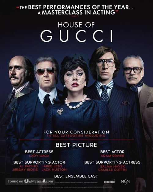 House of Gucci - For your consideration movie poster