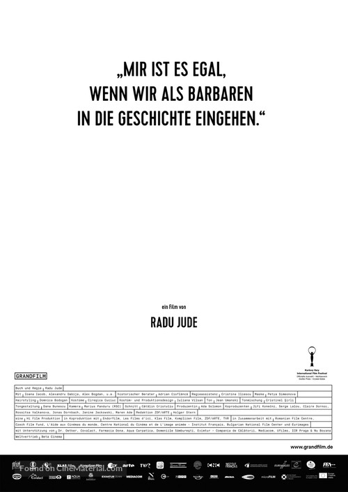 &Icirc;mi este indiferent daca &icirc;n istorie vom intra ca barbari - German Movie Poster