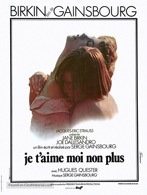 Je t&#039;aime moi non plus - French Movie Poster