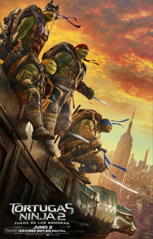 Teenage Mutant Ninja Turtles: Out of the Shadows - Colombian Movie Poster