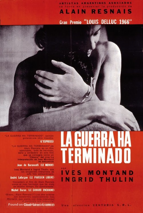 La guerre est finie - Argentinian Movie Poster