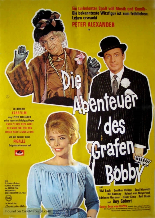 Abenteuer des Grafen Bobby, Die - German Movie Poster