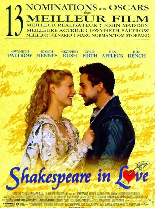 Shakespeare In Love - French Movie Poster