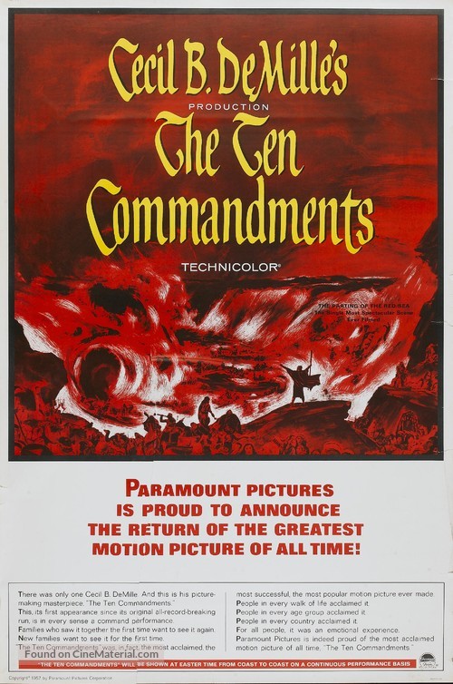 The Ten Commandments - Re-release movie poster