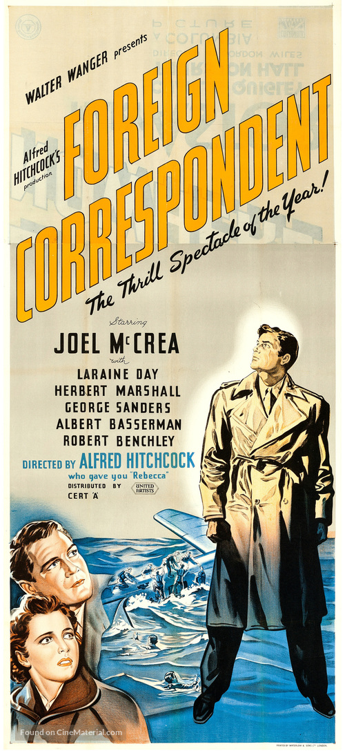 Foreign Correspondent - British Movie Poster