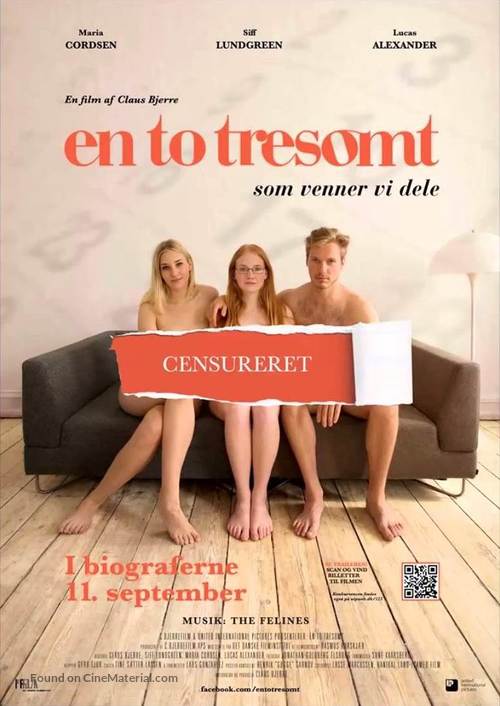 En, to, tresomt - Danish Movie Poster