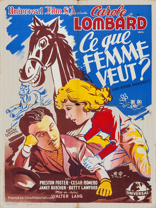 Love Before Breakfast - French Movie Poster