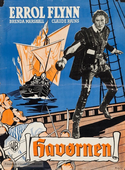 The Sea Hawk - Danish Movie Poster