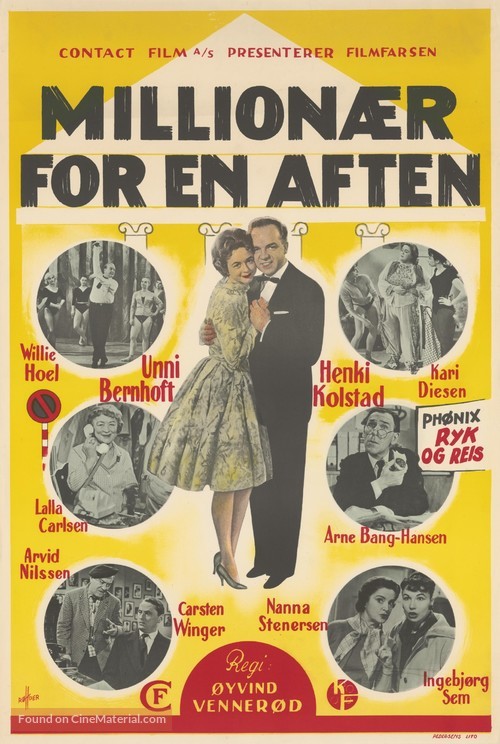 Million&aelig;r for en aften - Norwegian Movie Poster