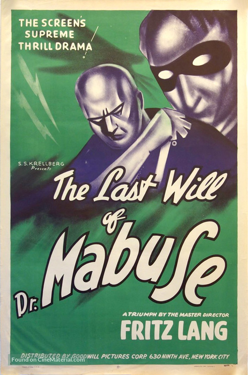 Das Testament des Dr. Mabuse - Movie Poster