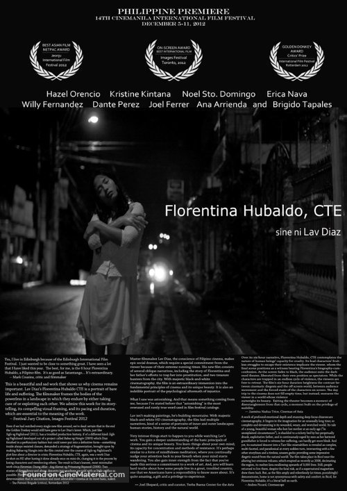 Florentina Hubaldo, CTE - Philippine poster