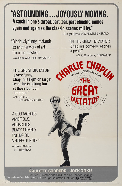 The Great Dictator - Re-release movie poster