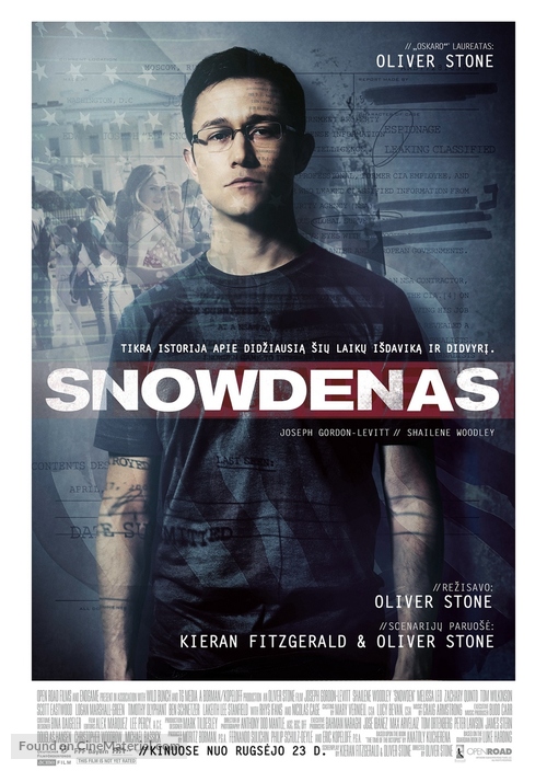 Snowden - Lithuanian Movie Poster