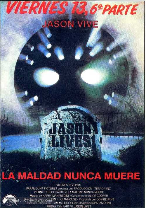 Friday the 13th Part VI: Jason Lives - Spanish Movie Poster