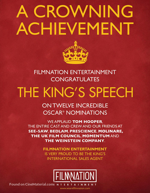 The King&#039;s Speech - For your consideration movie poster