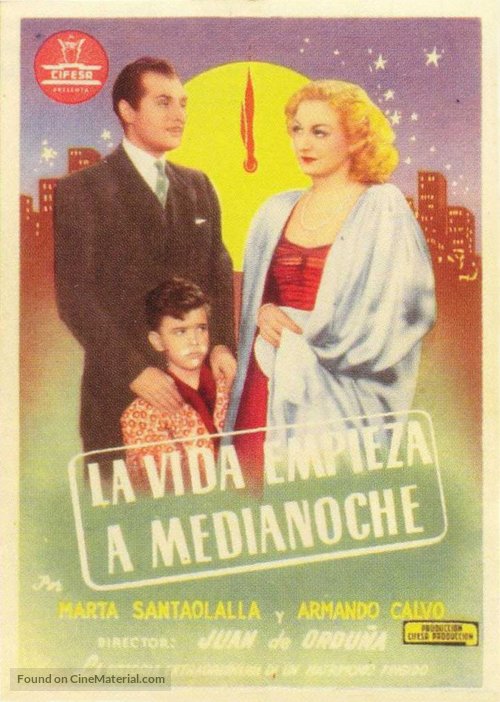 La vida empieza a medianoche - Spanish Movie Poster