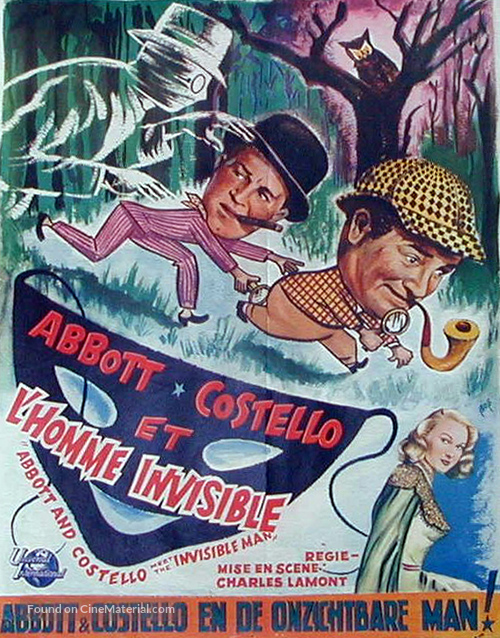 Abbott and Costello Meet the Invisible Man - Belgian Movie Poster