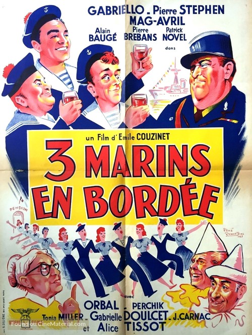 Trois marins en bord&eacute;e - French Movie Poster