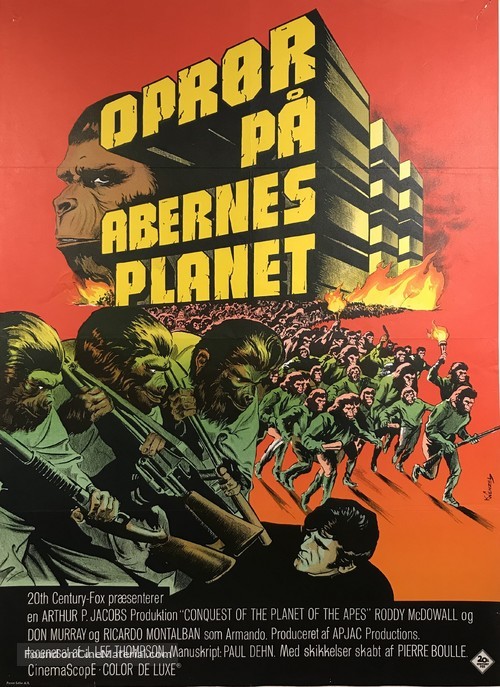 Conquest of the Planet of the Apes - Danish Movie Poster