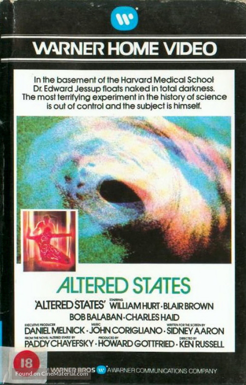 Altered States - British VHS movie cover