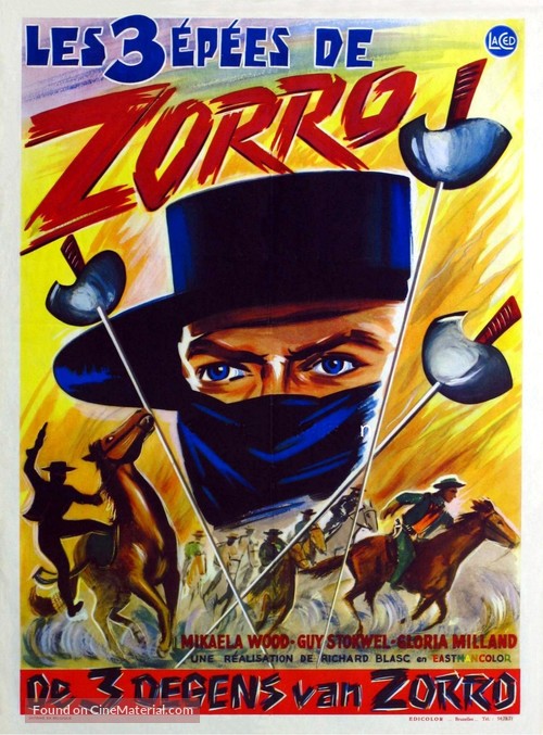 Le tre spade di Zorro - Belgian Movie Poster