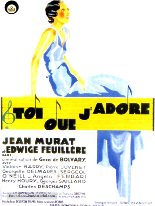 Toi que j&#039;adore - French Movie Poster