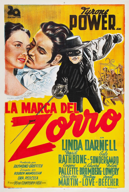 The Mark of Zorro - Argentinian Movie Poster