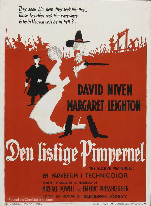 The Elusive Pimpernel - Danish Movie Poster
