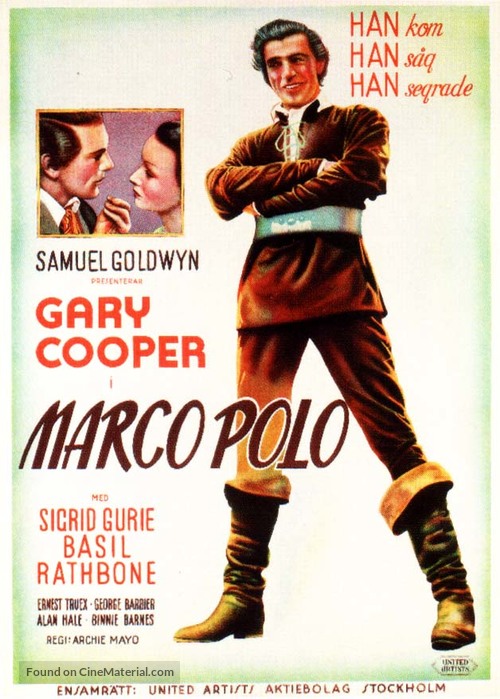 The Adventures of Marco Polo - Swedish Movie Poster