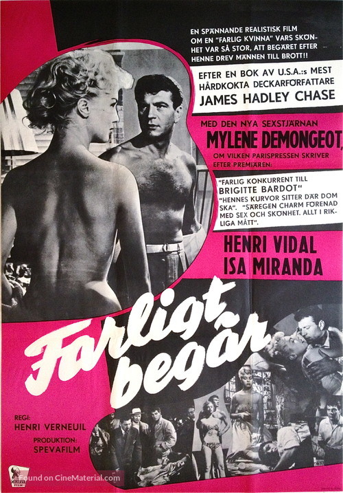 Une manche et la belle - Swedish Movie Poster