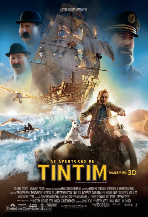 The Adventures of Tintin: The Secret of the Unicorn - Brazilian Movie Poster