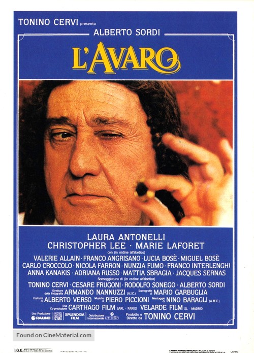 L&#039;avaro - Italian Movie Poster