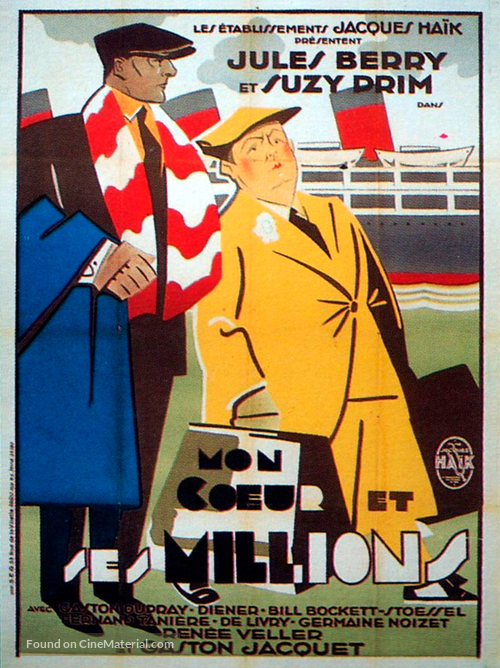 Mon coeur et ses millions - French Movie Poster