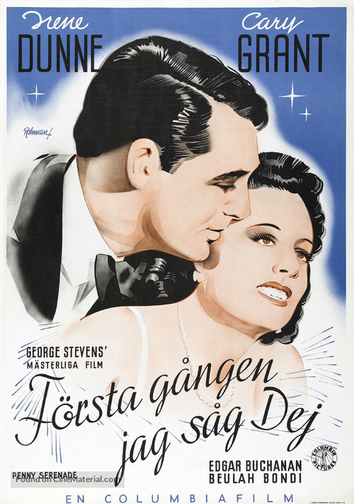 Penny Serenade - Swedish Movie Poster