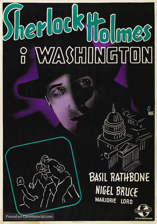 Sherlock Holmes in Washington - Swedish Movie Poster