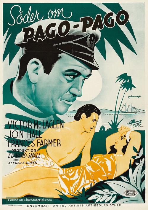 South of Pago Pago - Swedish Movie Poster