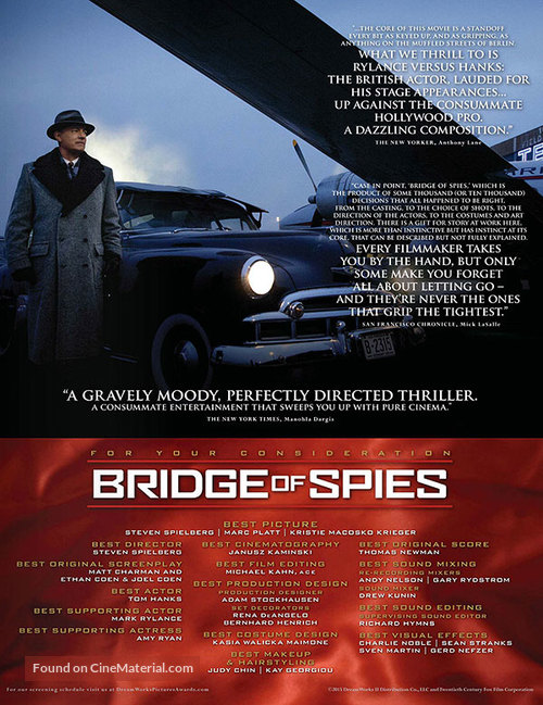 Bridge of Spies - For your consideration movie poster