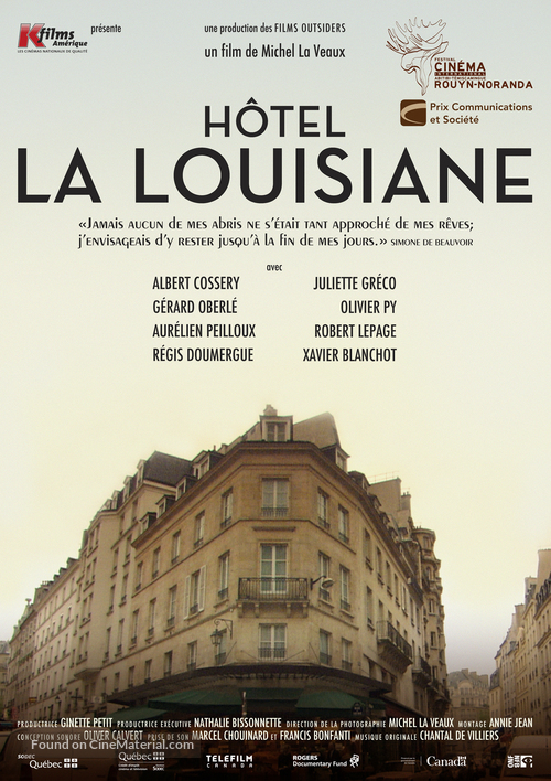 H&ocirc;tel La Louisiane - Canadian Movie Poster